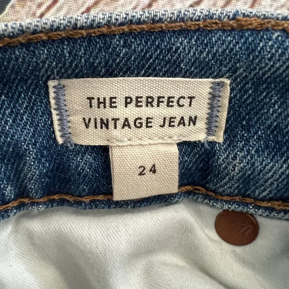 D1-- MADEWELL blue women' cut hem stretch casual perfect vintage jeans 24 - Picture 9 of 10